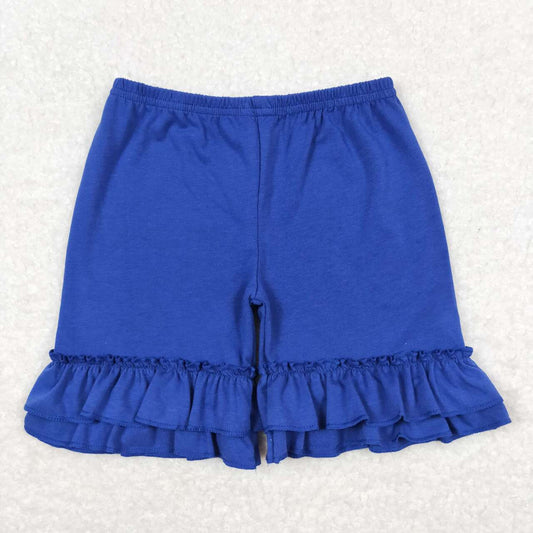 SS0179  Blue Color Ruffles Girls Summer Shorts