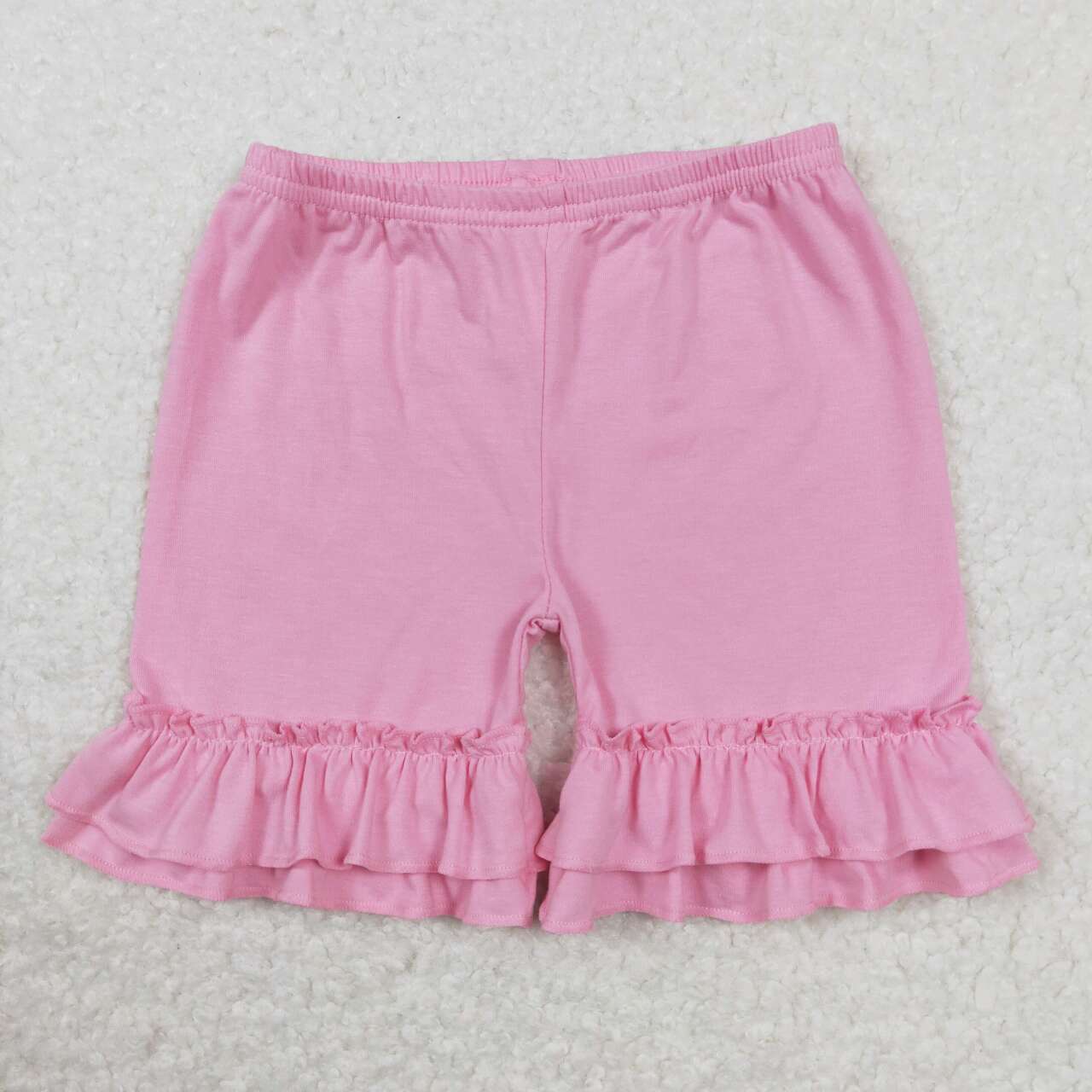 GSSO0616 Pink Flowers Tunic Top Ruffle Shorts Girls Summer Clothes Set