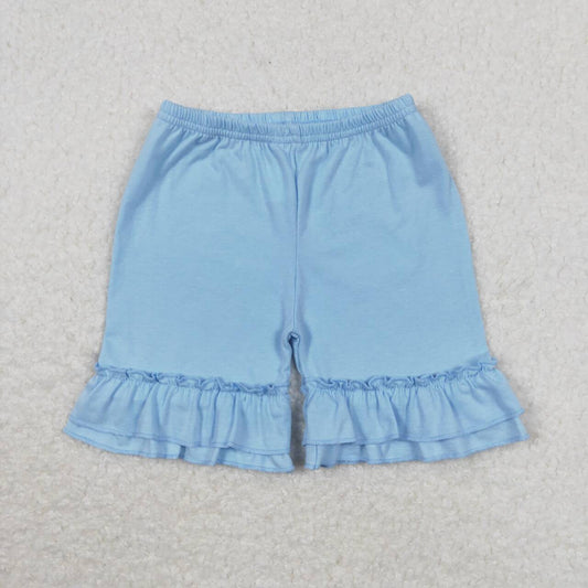 SS0183  Light Blue Ruffles Girls Summer Shorts