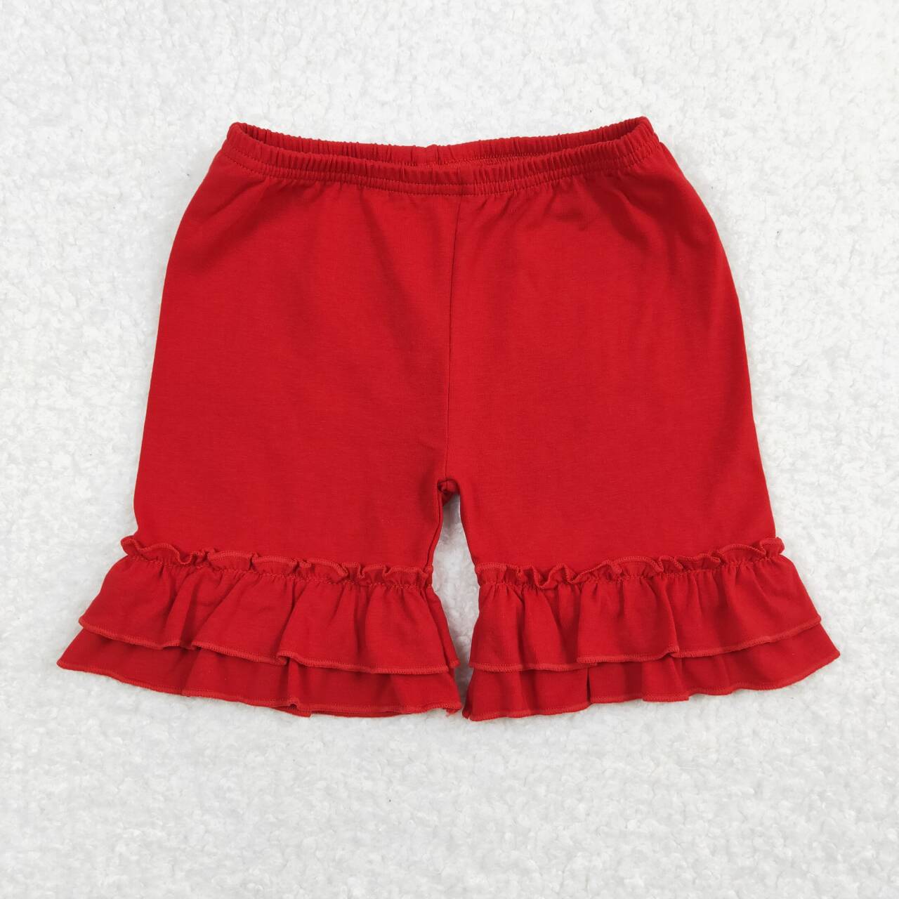 SS0184  Red Color Ruffles Girls Summer Shorts