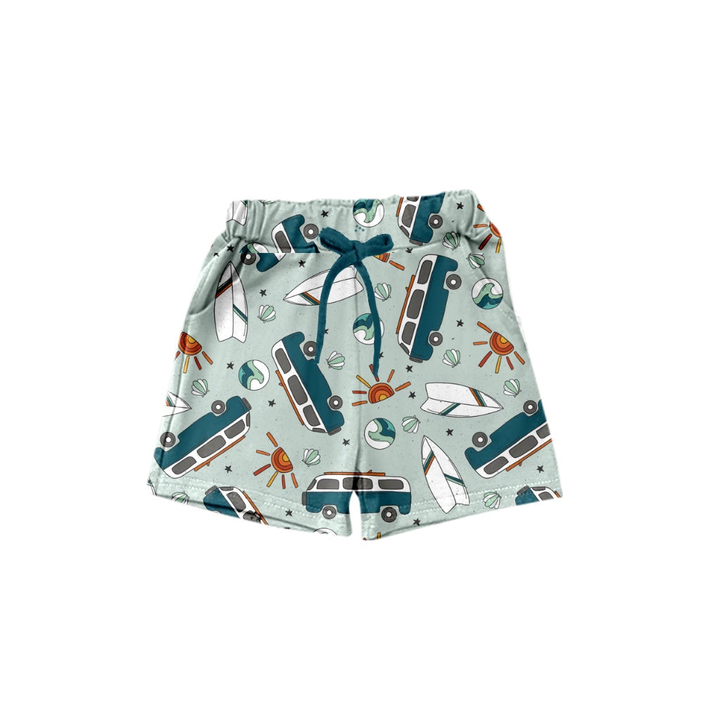 (Pre-order)SS0195 Bus Surfboard Print Boys Summer Shorts