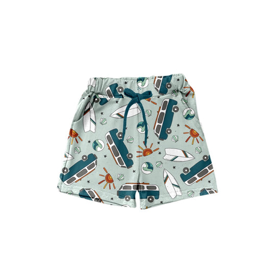 (Pre-order)SS0195 Bus Surfboard Print Boys Summer Shorts