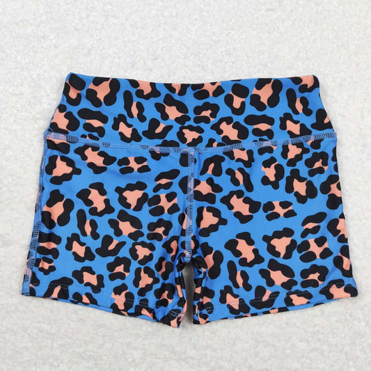 SS0214 Blue Leopard Print Kids Summer Shorts