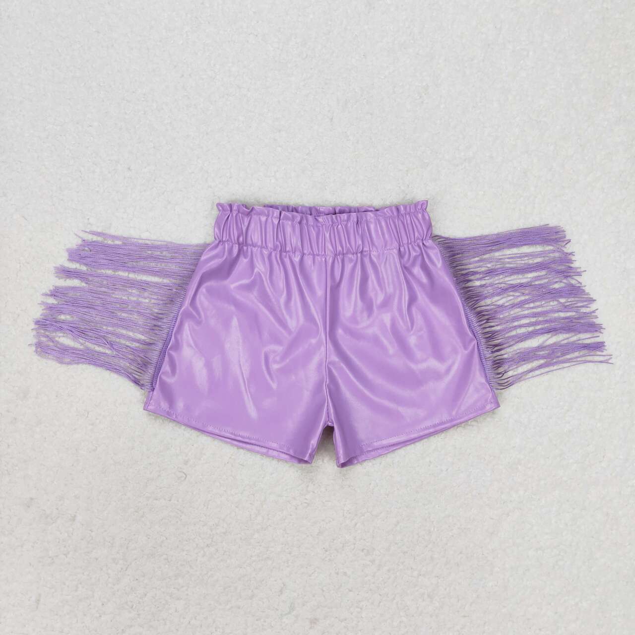 SS0251 Purple Leather Tassel Girls Summer Shorts