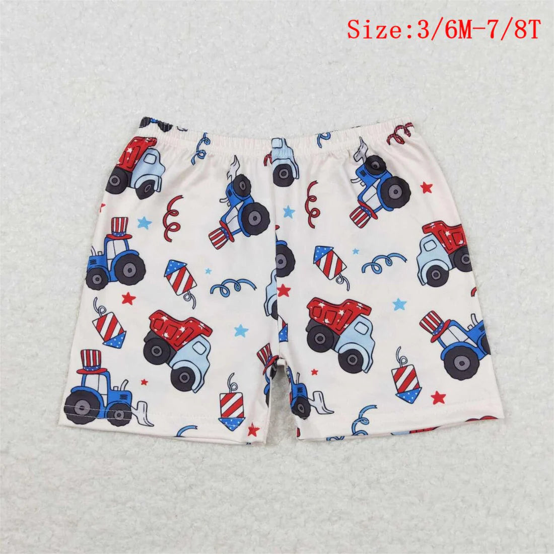 7 Design Flag & Stars Print Kids 4th of July Shorts Sibling Wear