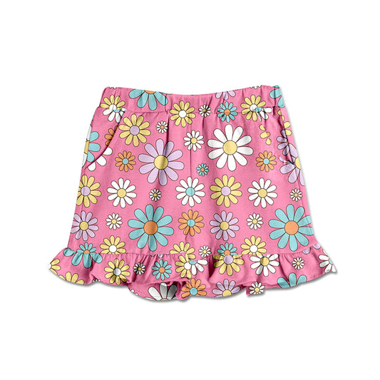 (Pre-order)SS0261   Colorful Flowers Print Girls Summer Shorts