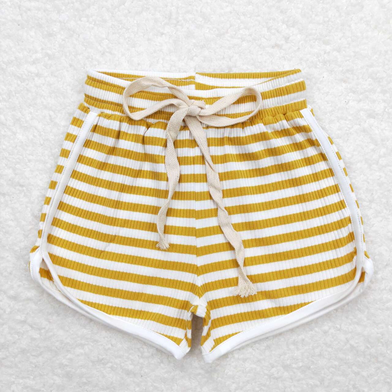 SS0287 Girls Yellow Stripes Summer Cotton Sport Shorts