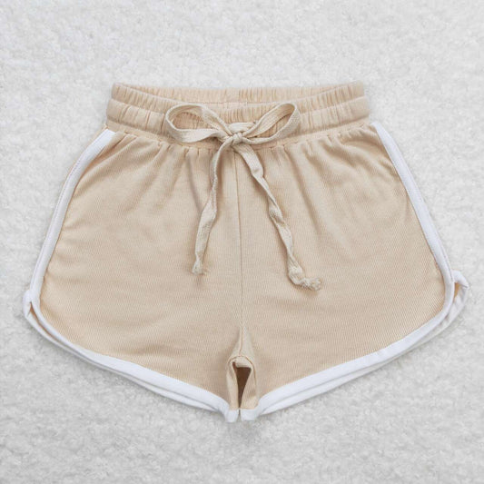 SS0295 Girls Light Khaki Summer Cotton Sport Shorts