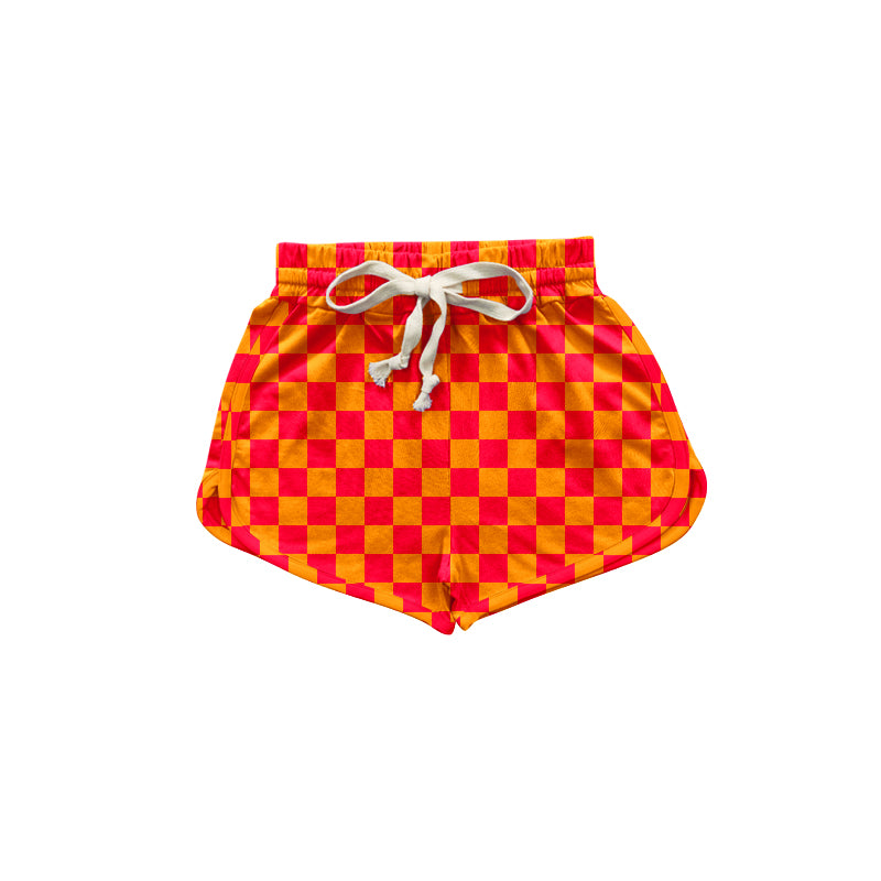 (Pre-order)SS0297 Orange Plaid Kids Summer Shorts