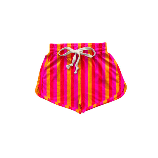 (Pre-order)SS0298 Hot Pink Stripes Kids Summer Shorts