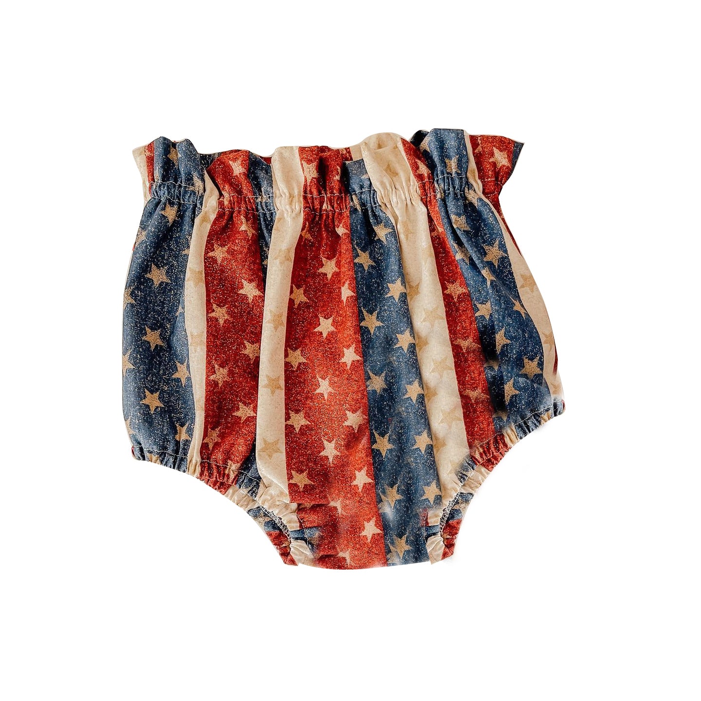 (Pre-order) SS0313 Stars Stripes Print Baby Girls 4th of July Bummie Shorts