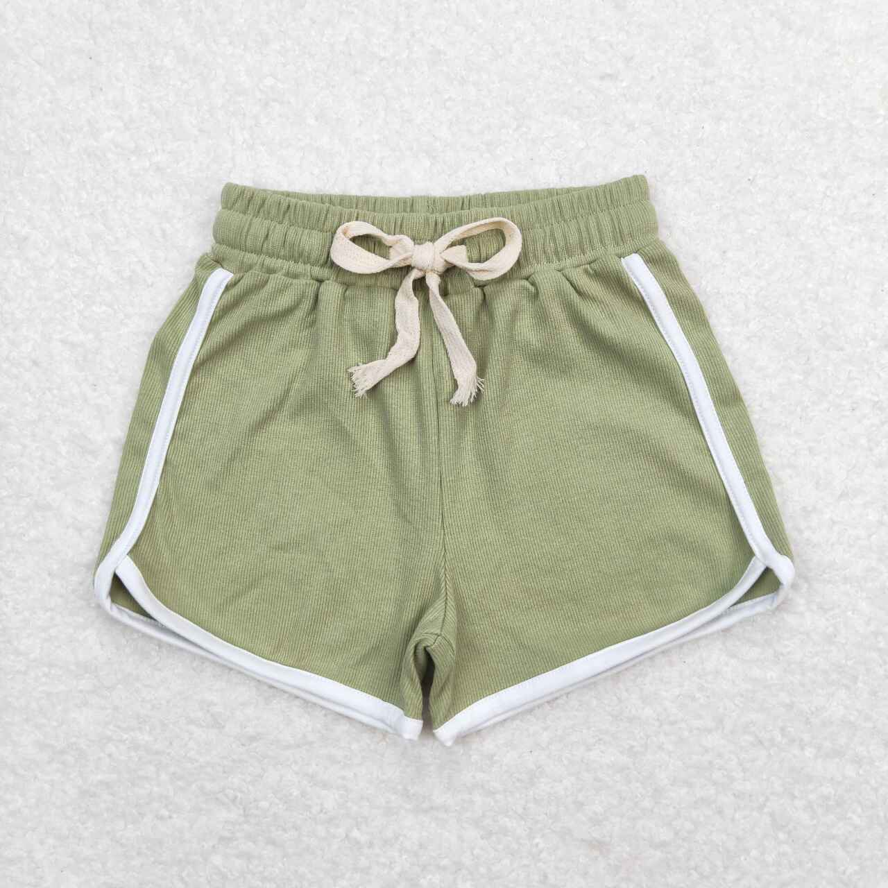 SS0324 Girls Green Summer Cotton Sport Shorts