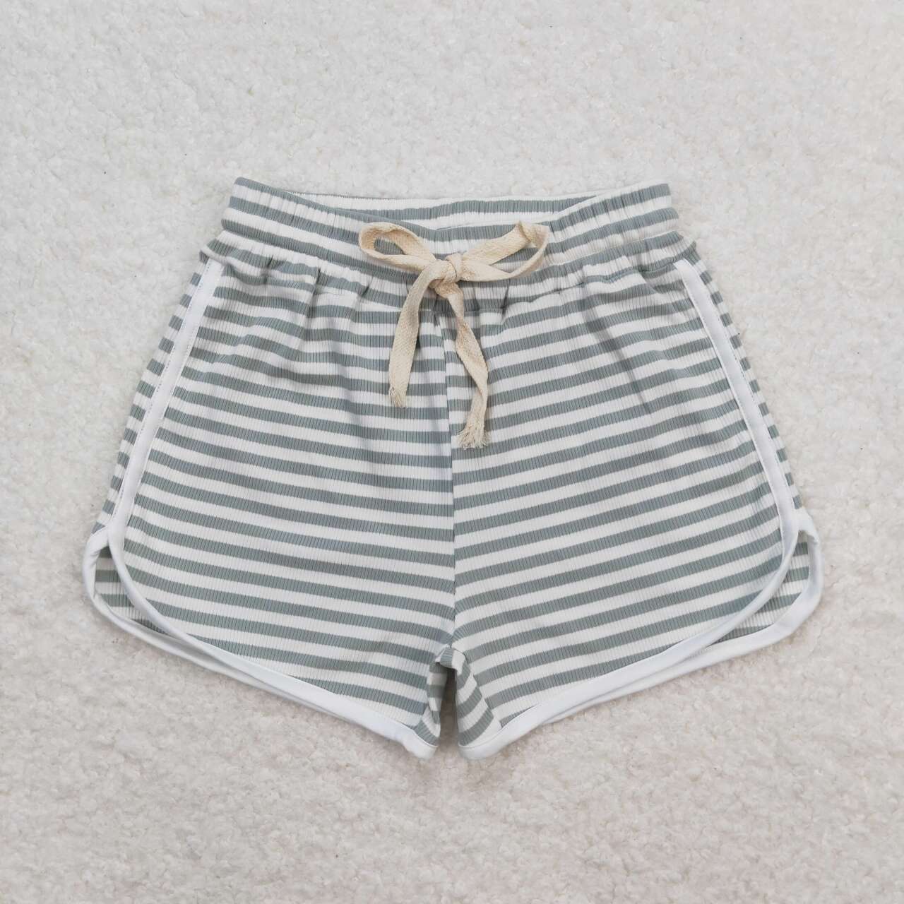 SS0328 Girls Grey Stripes Summer Cotton Sport Shorts