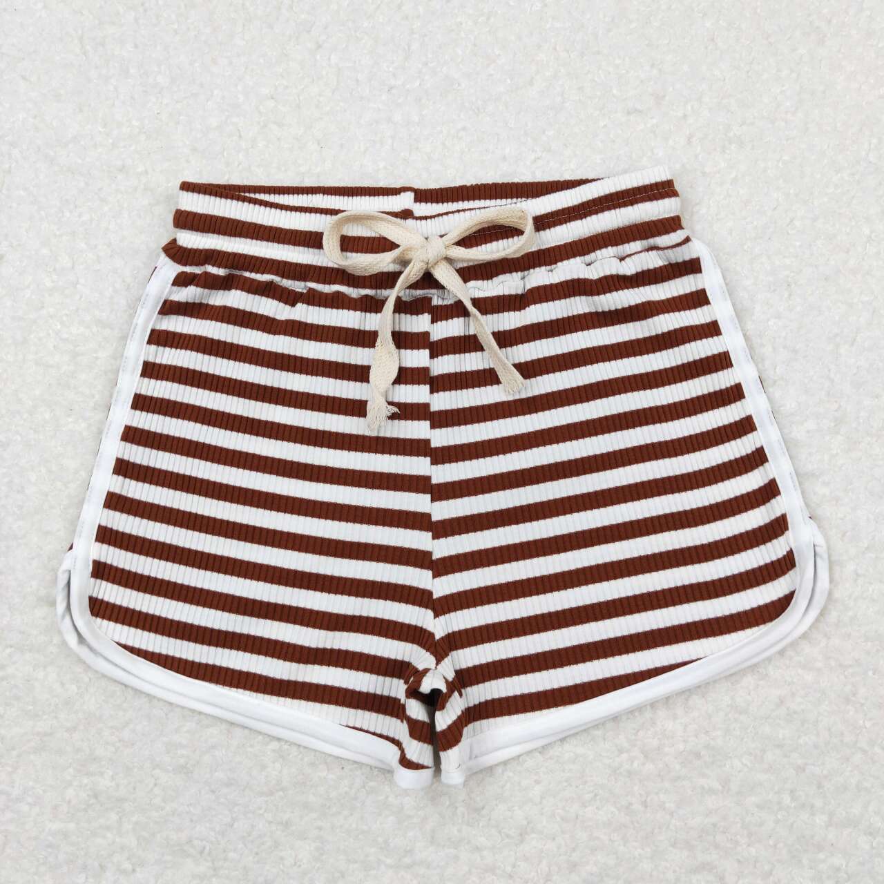 SS0337 Wine Stripes Girls Summer Cotton Sport Shorts