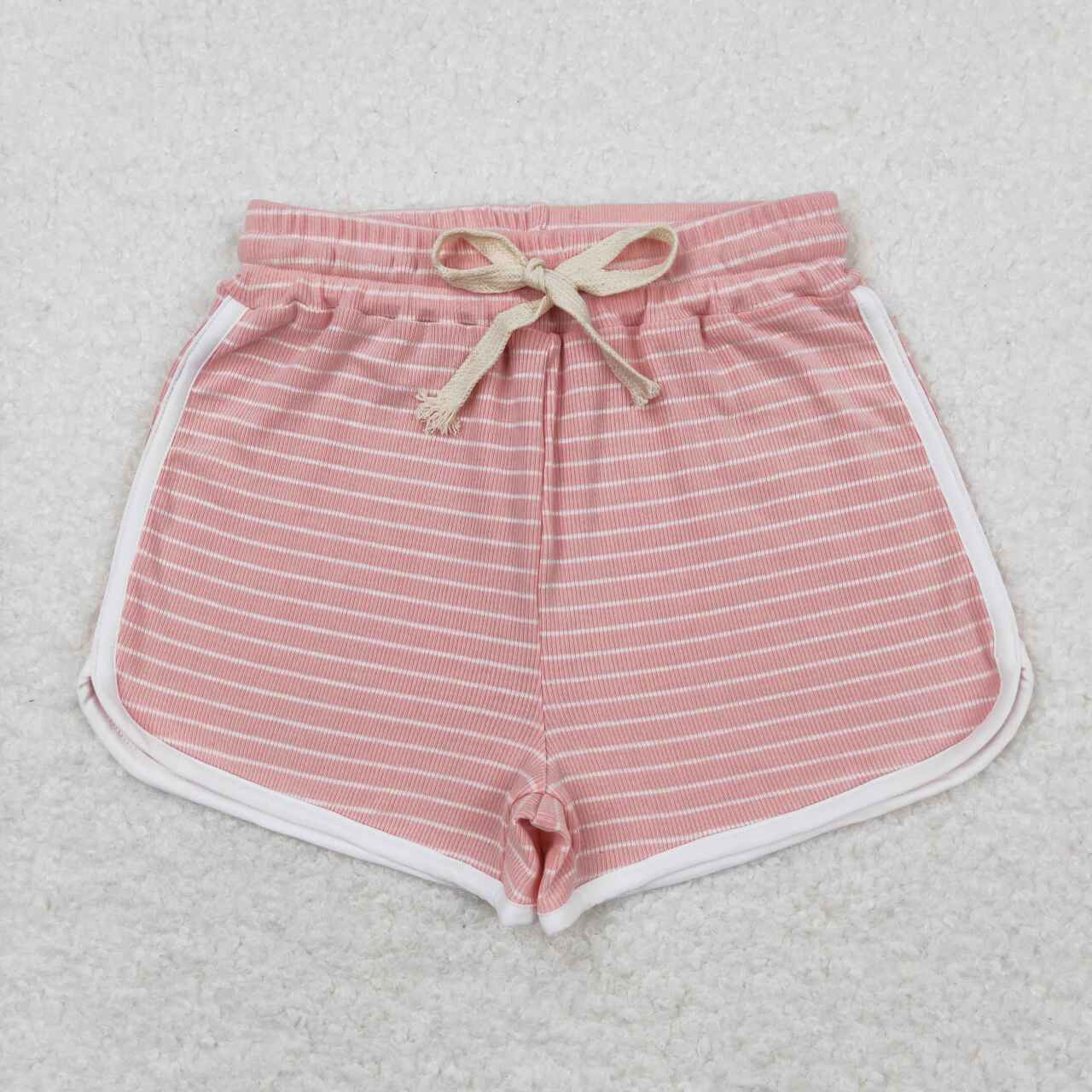 SS0338 Pink Stripes Girls Summer Cotton Sport Shorts