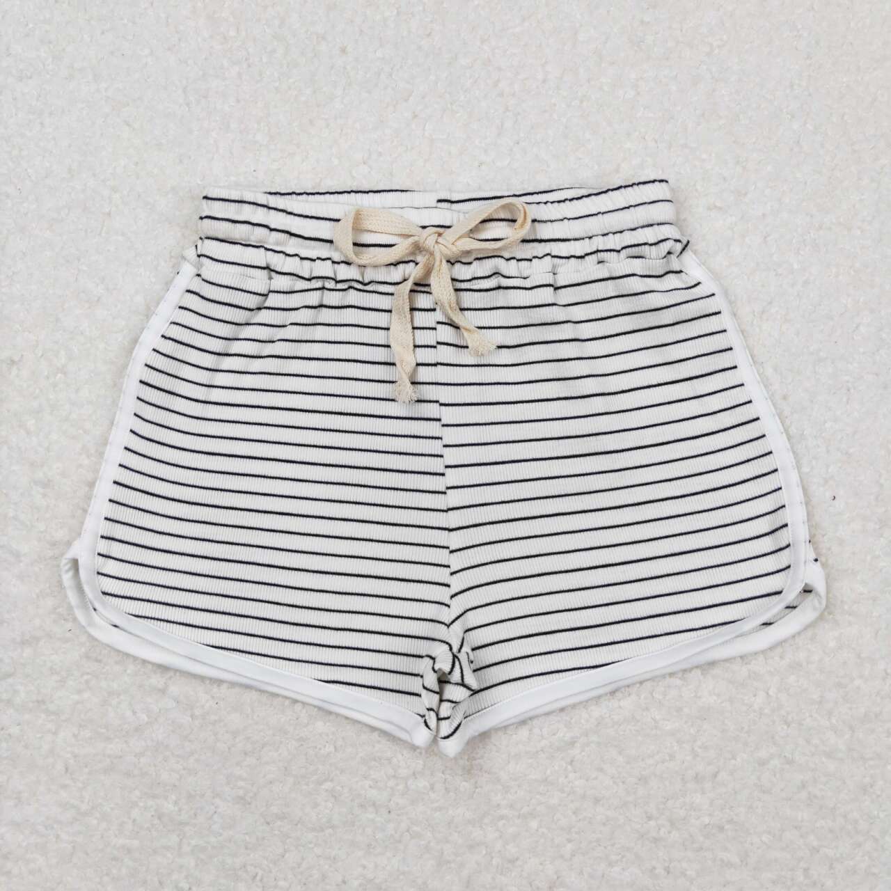 SS0340 Black White Stripes Girls Summer Cotton Sport Shorts