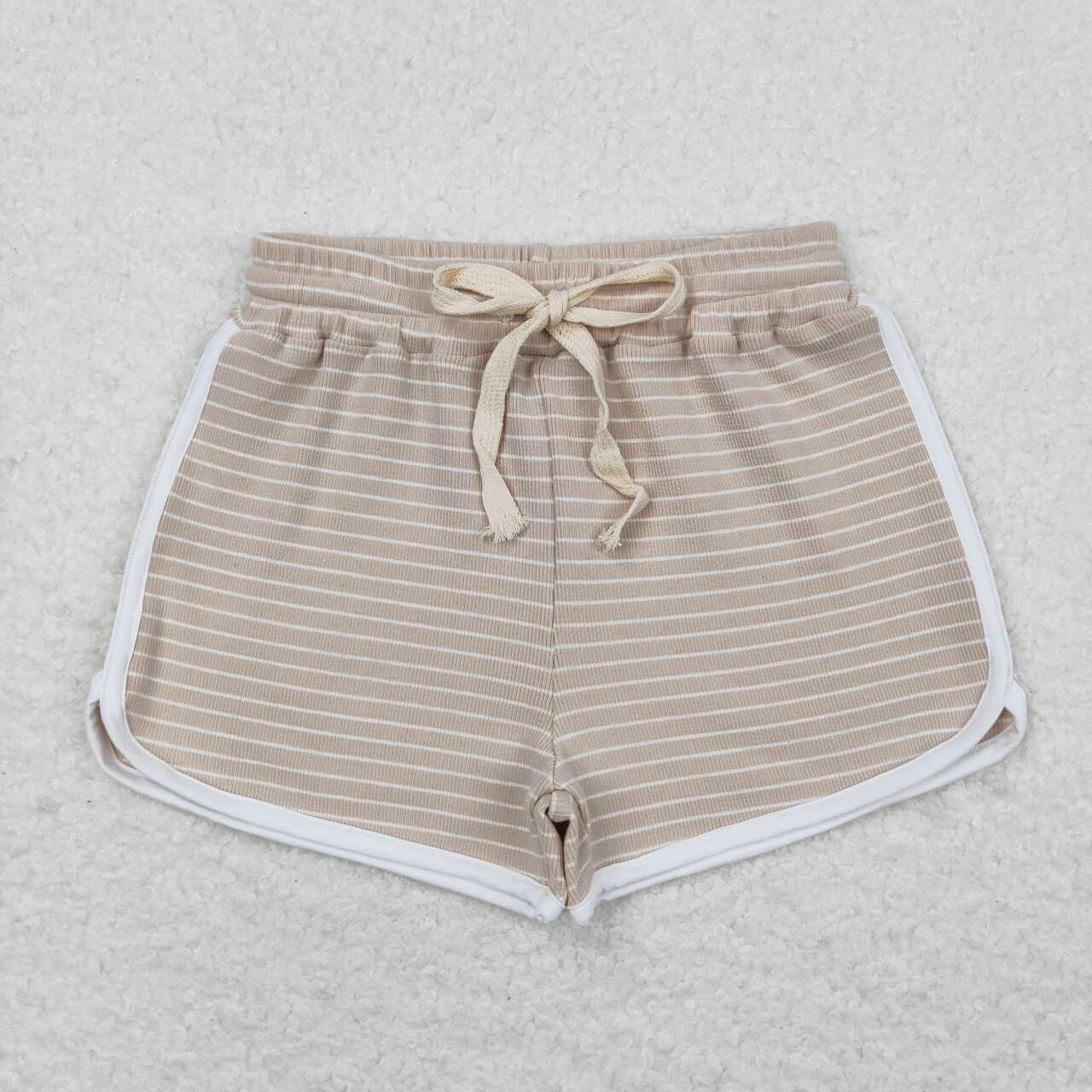 SS0342 Khaki Stripes Girls Summer Cotton Sport Shorts