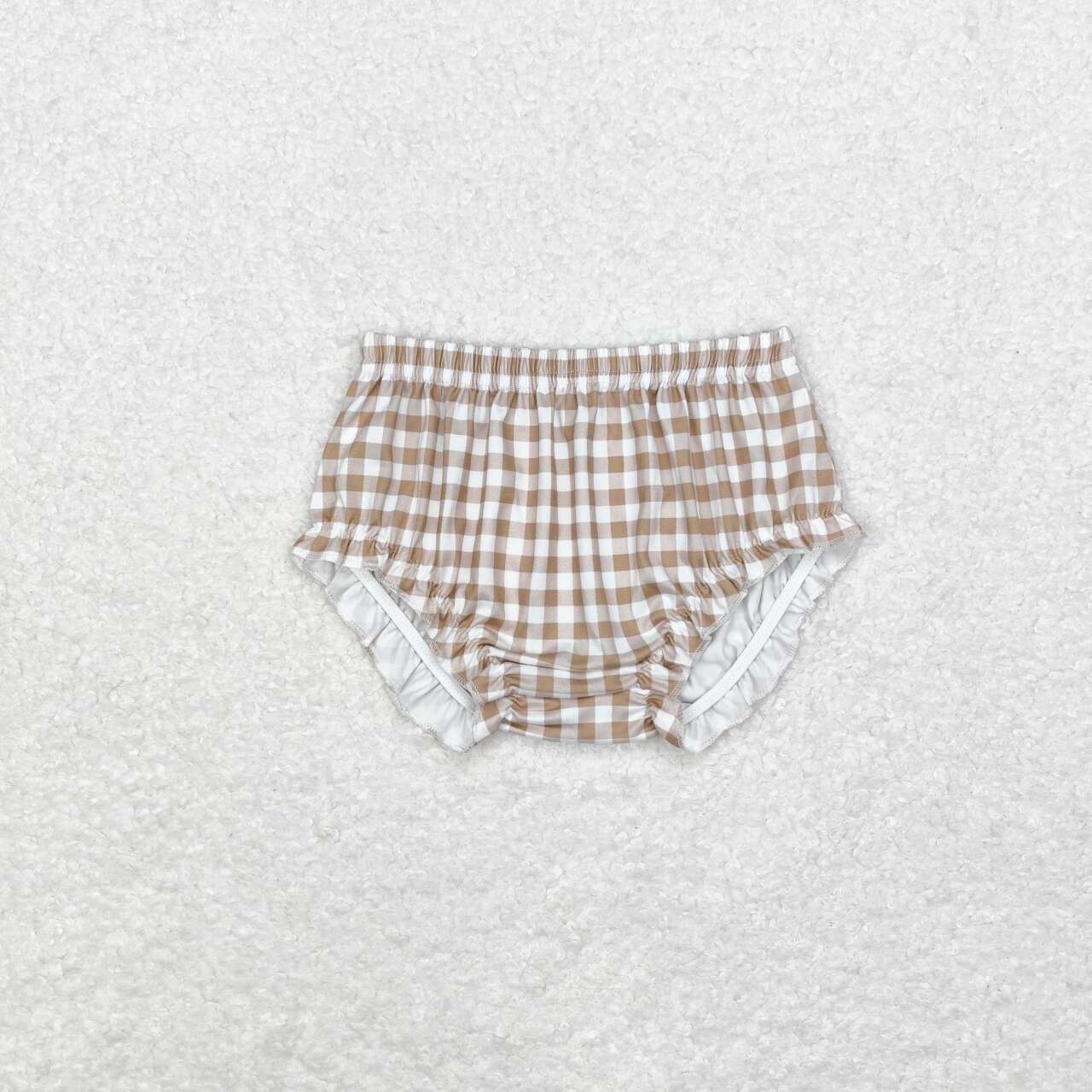 SS0365 Plaid Print Baby Girls Bummie Shorts