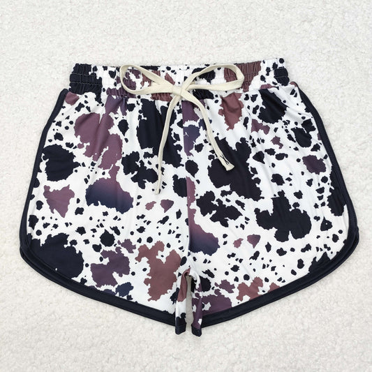 SS0370 Adult Black Cow Print Woman Summer Shorts