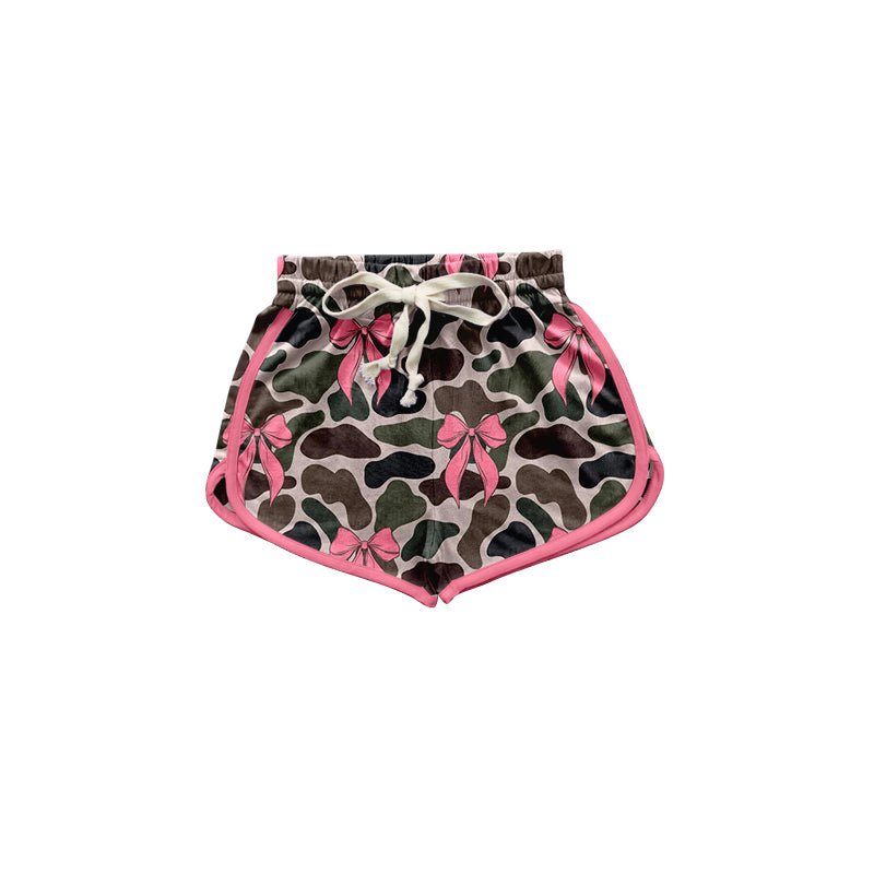 (Pre-order)SS0396 Camo Bows Print Girls Summer Shorts