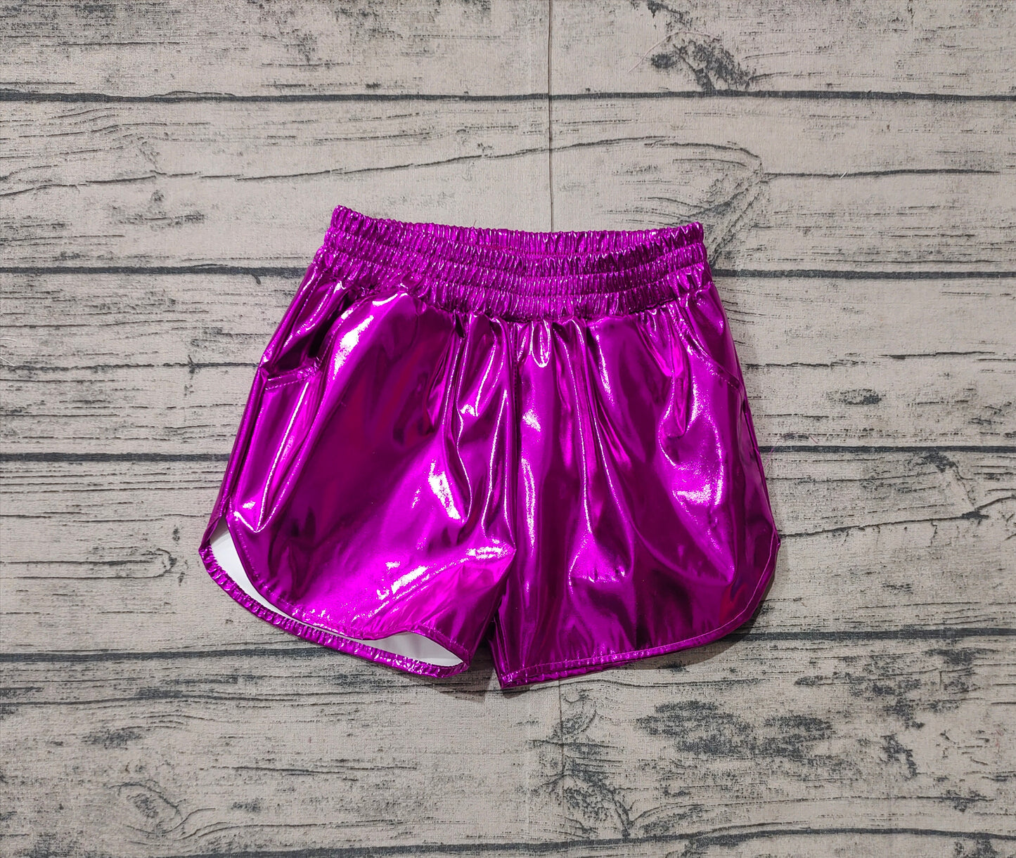 (Pre-order)SS0412 Violet Pocket Pleather Elastic Girls Summer Bottom Shorts