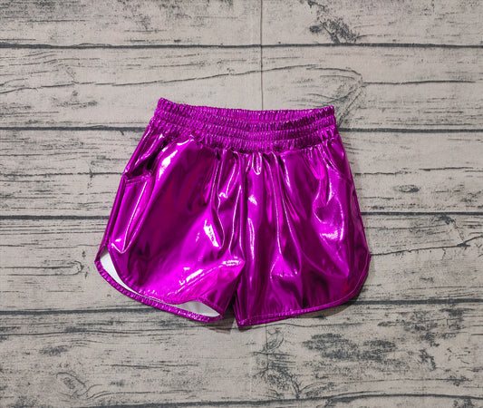 (Pre-order)SS0412 Violet Pocket Pleather Elastic Girls Summer Bottom Shorts