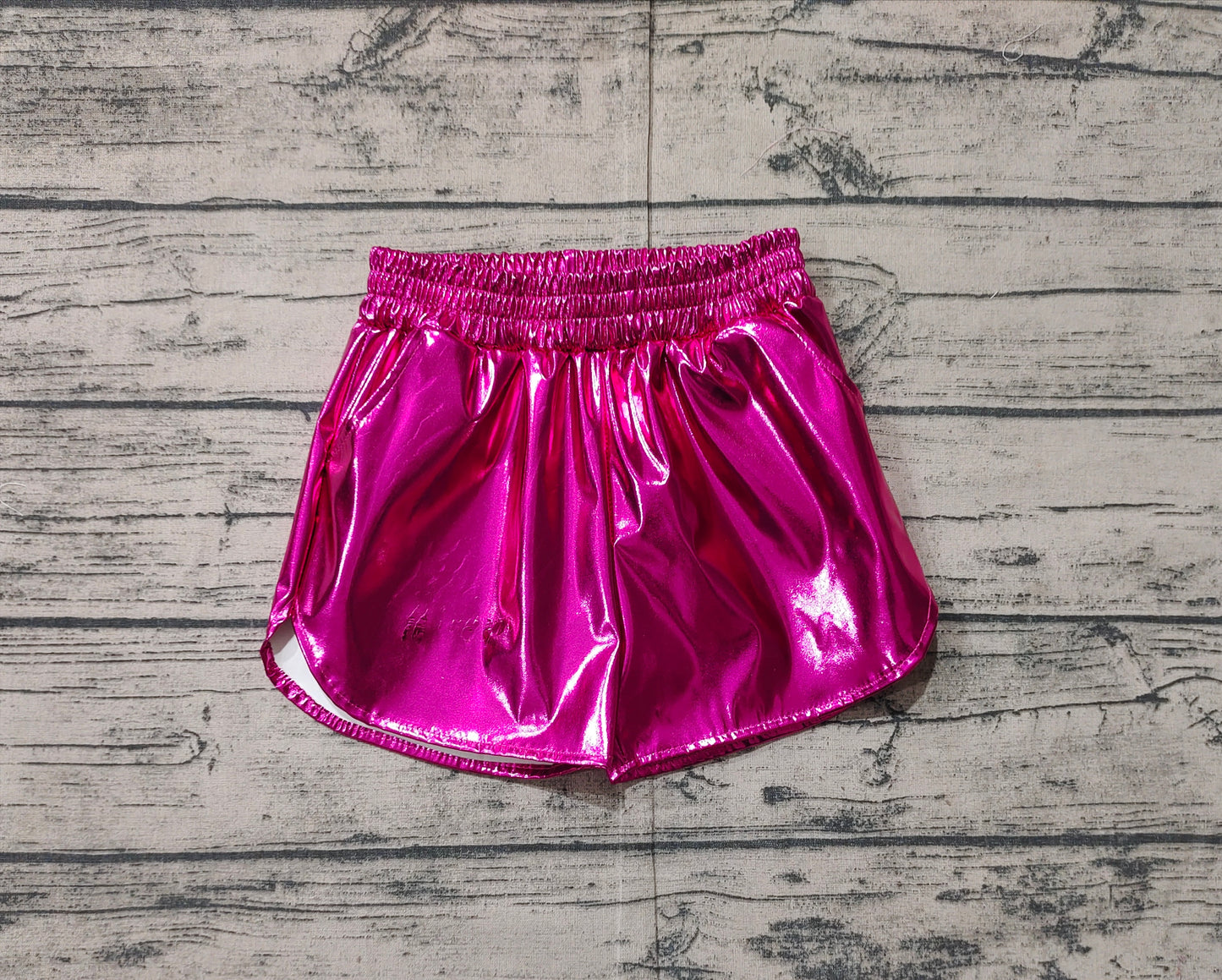 (Pre-order)SS0414 Hotpink Pocket Pleather Elastic Girls Summer Bottom Shorts