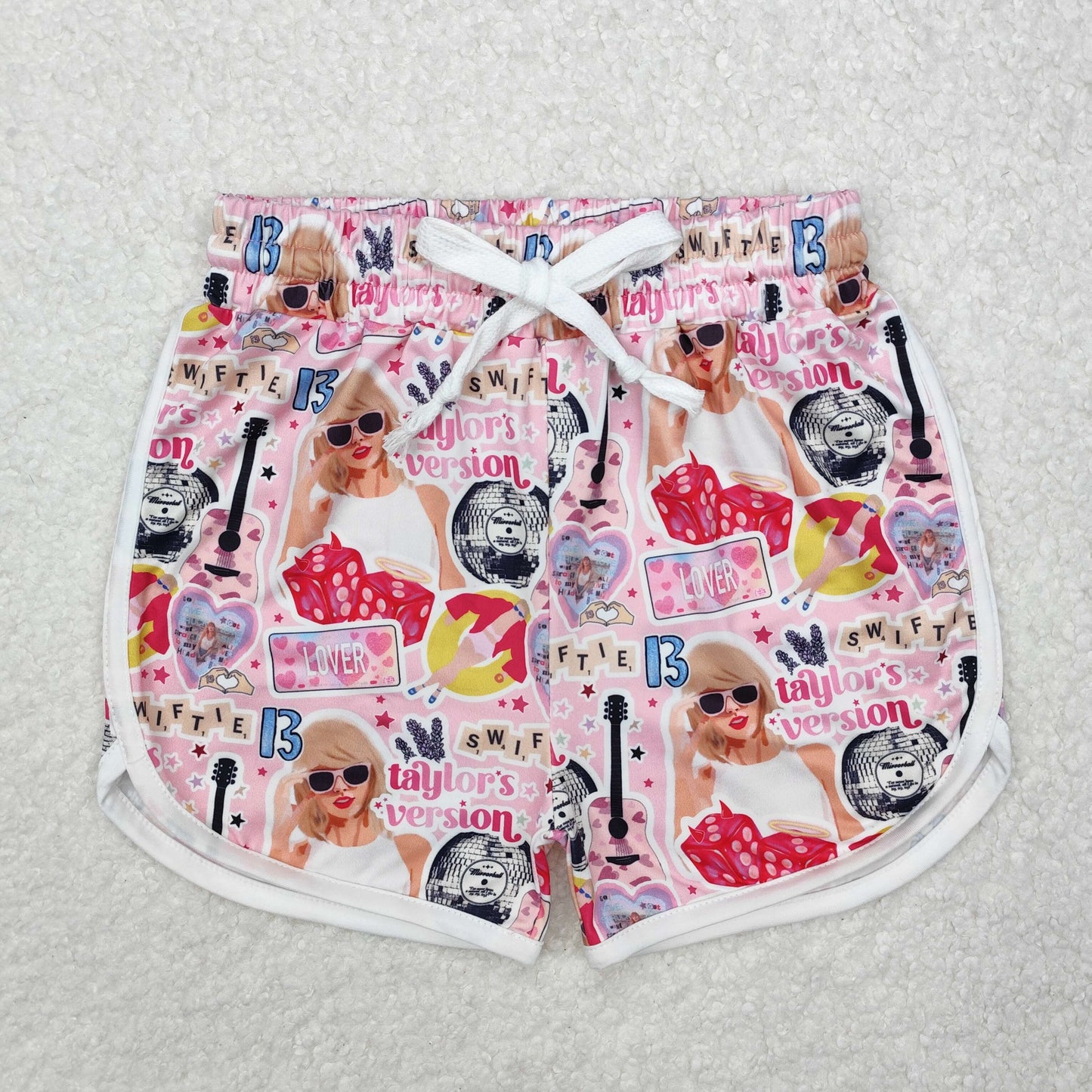 SS0418  Singer Swiftie Pink Print Girls Summer Bottom Shorts