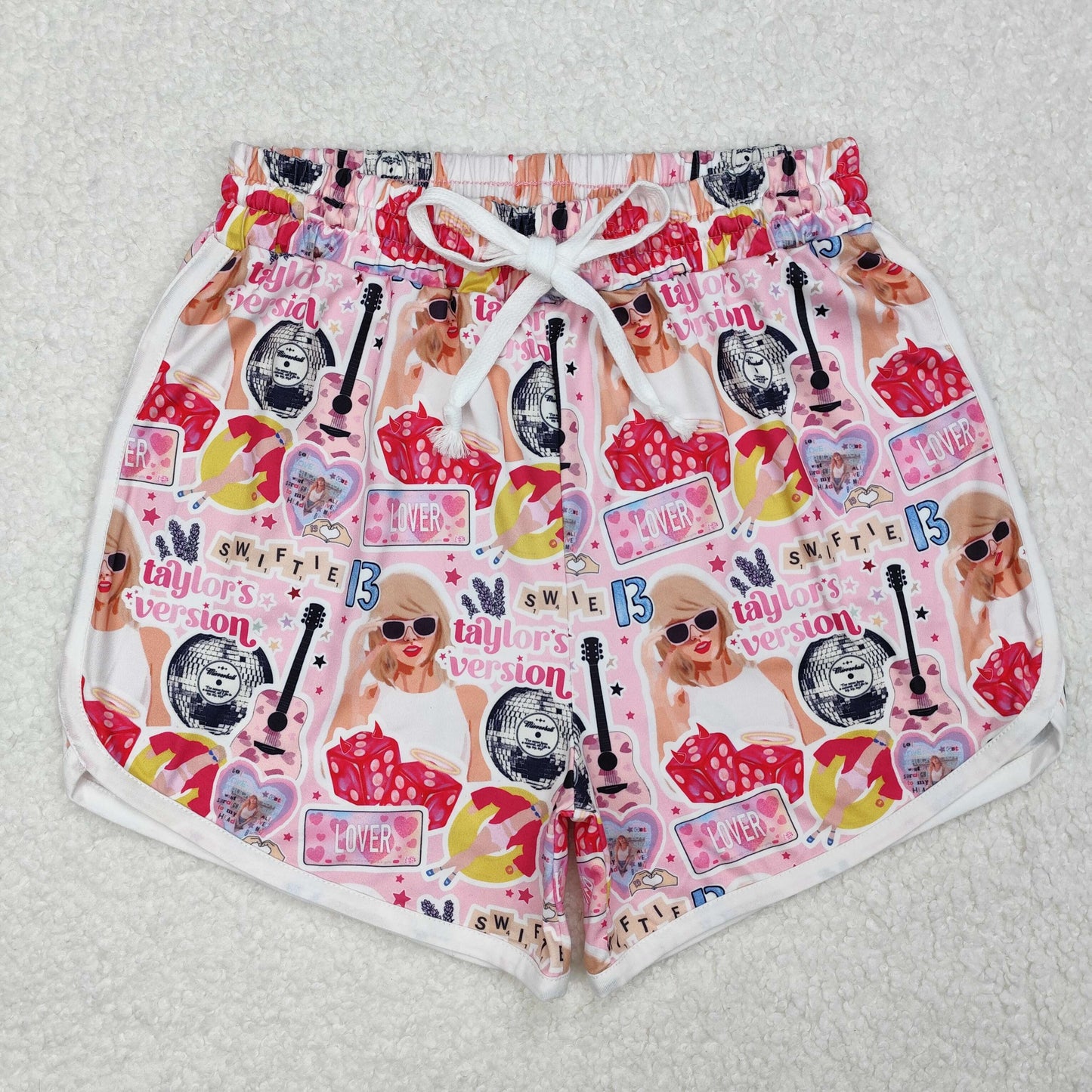 SS0420 Adult Singer Swiftie Pink Print Woman Summer Shorts