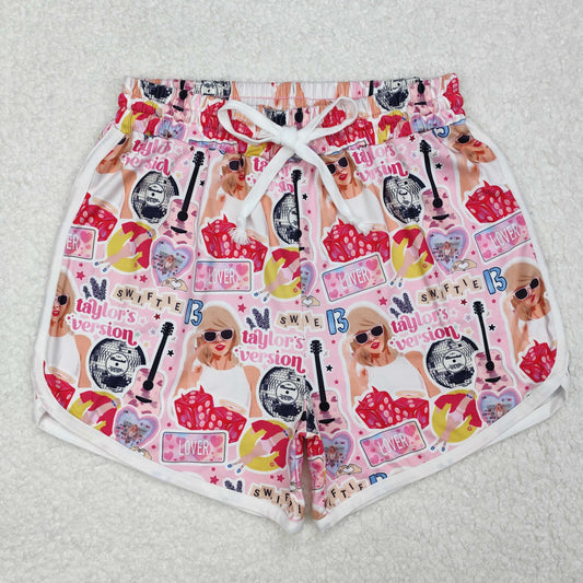 SS0420 Adult Singer Swiftie Pink Print Woman Summer Shorts