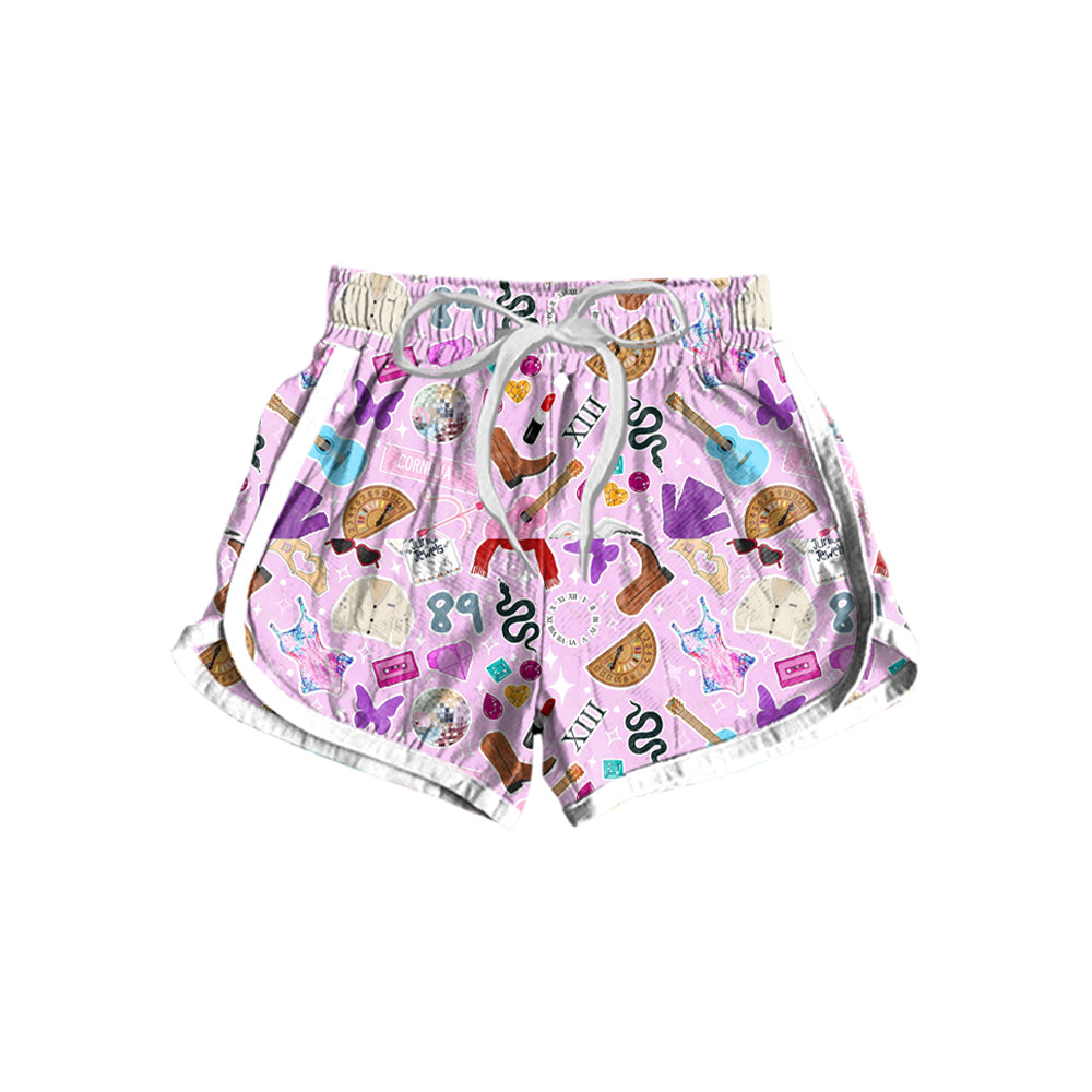 (Pre-order)SS0421 Adult Singer Swiftie Purple Print Woman Summer Shorts
