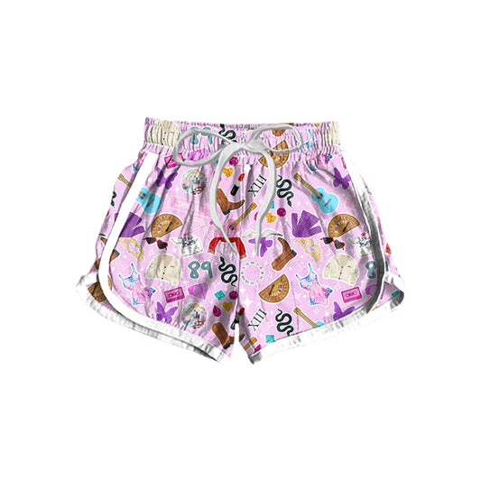 (Pre-order)SS0421 Adult Singer Swiftie Purple Print Woman Summer Shorts