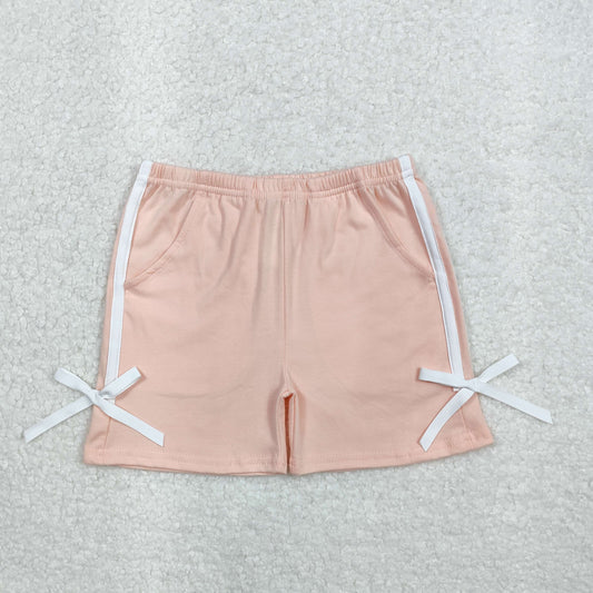 SS0425  Pink Color Bows Girls Summer Bottom Shorts