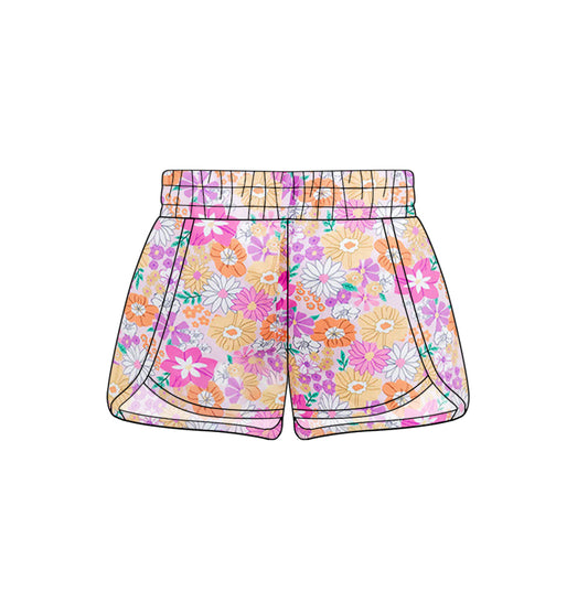 (Pre-order)SS0428  Pink Flowers Print Girls Summer Bottom Shorts