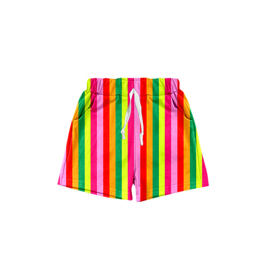 (Pre-order)SS0440  Colorful Stripes Print Kids Summer Bottom Shorts