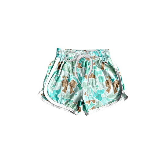 (Pre-order)SS0442 Aqua Camo Bows Print Girls Summer Bottom Shorts