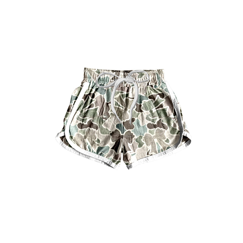 (Pre-order)SS0443 Dark Green Camo Bows Print Girls Summer Bottom Shorts