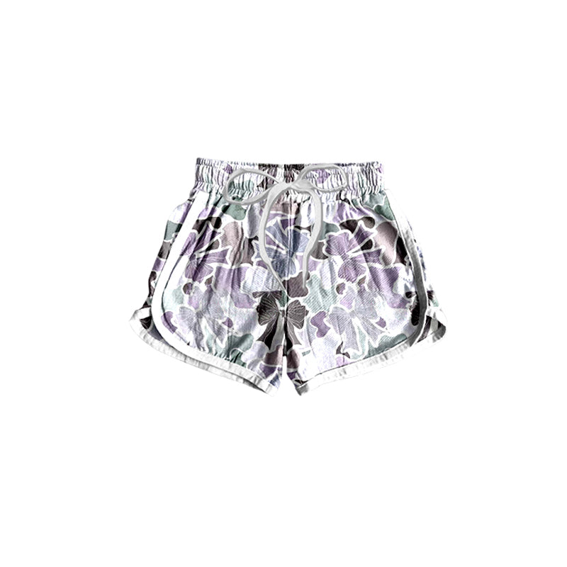 (Pre-order)SS0443 Purple Camo Bows Print Girls Summer Bottom Shorts