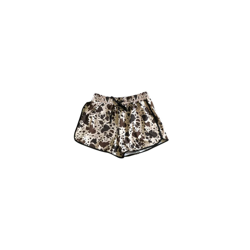 (Pre-order)SS0447 Cowhide Brown Print Girls Summer Bottom Shorts