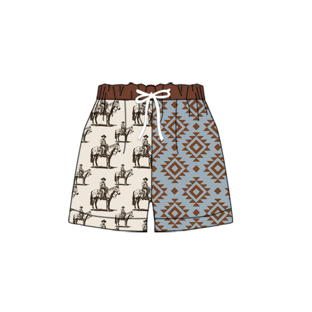 (Pre-order)SS0453 Cowboy Aztec Print Boys Bottom Shorts