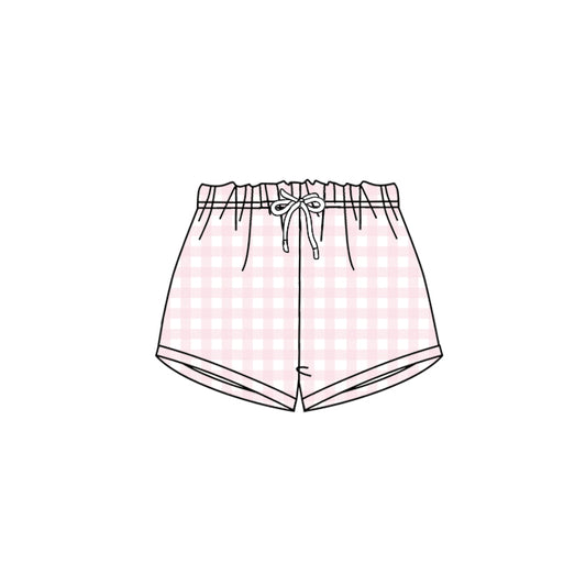 (Pre-order)SS0456 Pink Plaid Print Kids Bottom Shorts