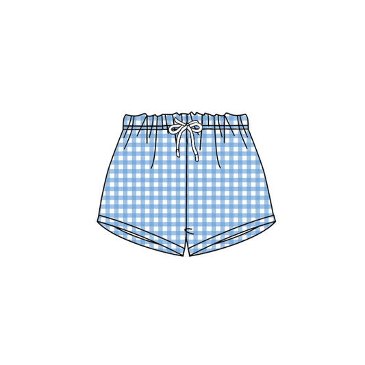 (Pre-order)SS0457 Blue Plaid Print Kids Bottom Shorts