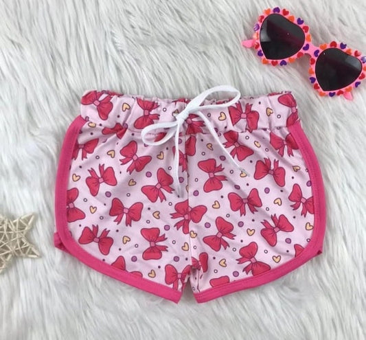(Pre-order)SS0462 Hot Pink Bows Print Girls Summer Bottom Shorts