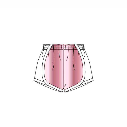 (Pre-order)SS0486 Red Stripes Print White Girls Summer Bottom Shorts