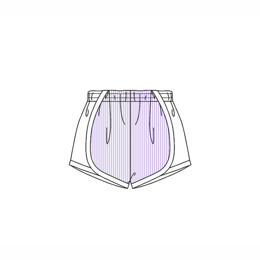 (Pre-order)SS0488 Purple Stripes Print White Girls Summer Bottom Shorts