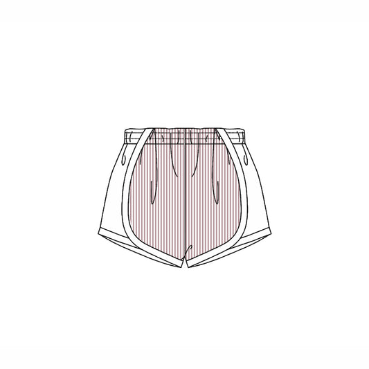 (Pre-order)SS0490 Brown Stripes Print White Girls Summer Bottom Shorts