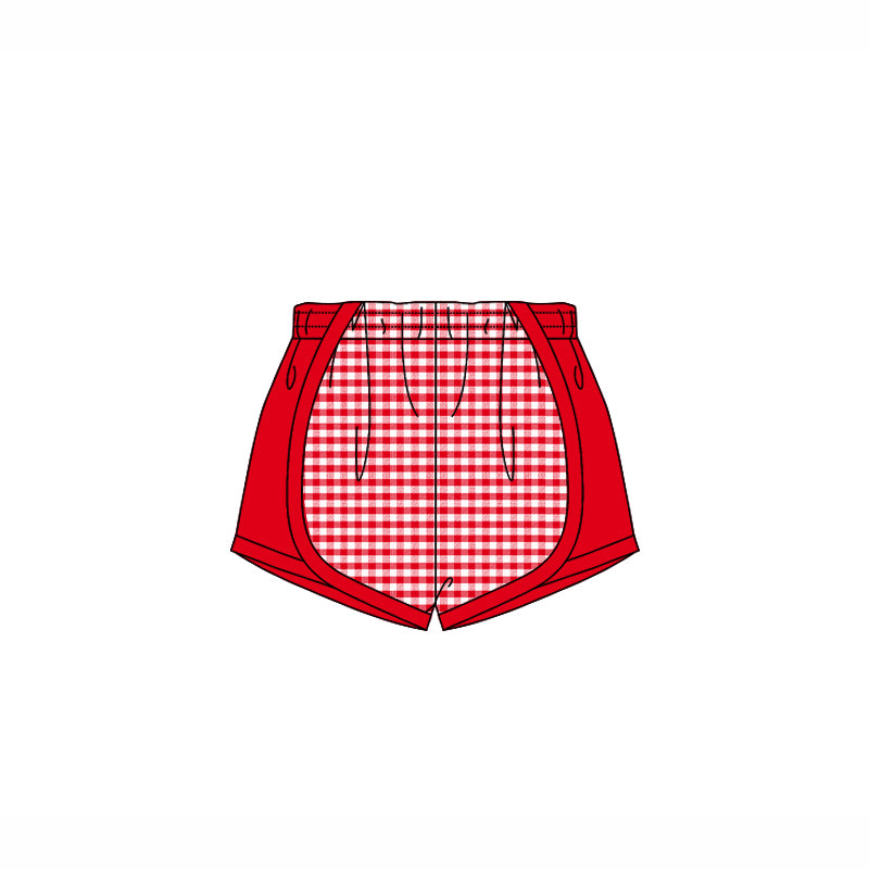 (Pre-order)SS0494 Red Plaid Print Girls Summer Bottom Shorts