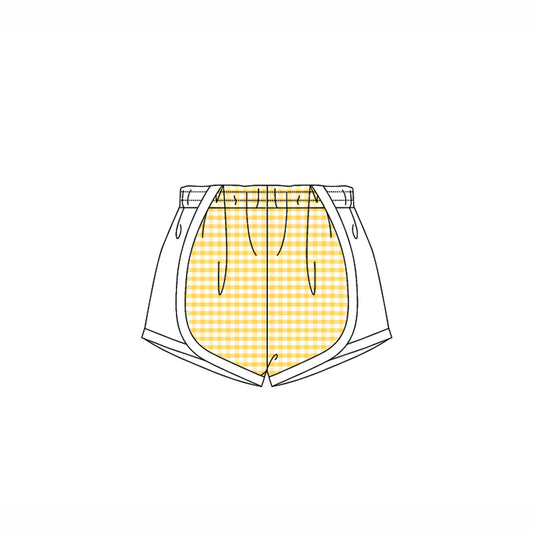(Pre-order)SS0496 Yellow Plaid Print White Girls Summer Bottom Shorts