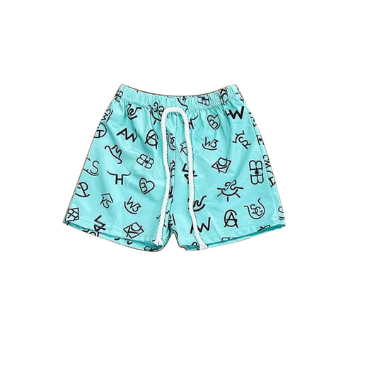 (Pre-order)SS0509 Western Wild Blue Print Boys Summer Bottom Shorts