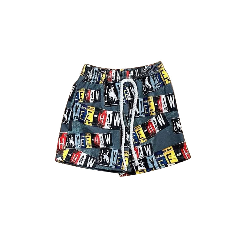 (Pre-order)SS0513 Rodeo YEE-HAW Print Boys Summer Bottom Shorts